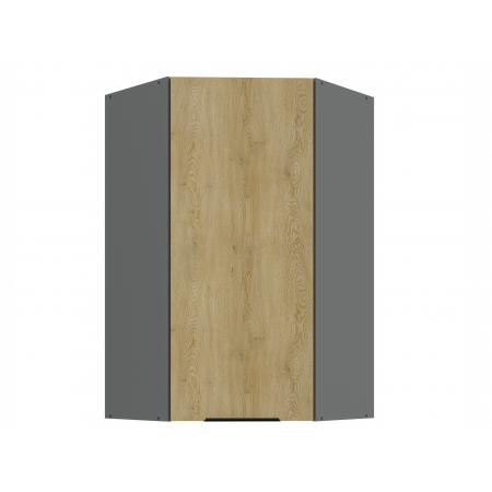 Szafka górna narożna wysoka 60 cm CREMA dąb cremona / antracyt 60x60 GN-108 1F 45